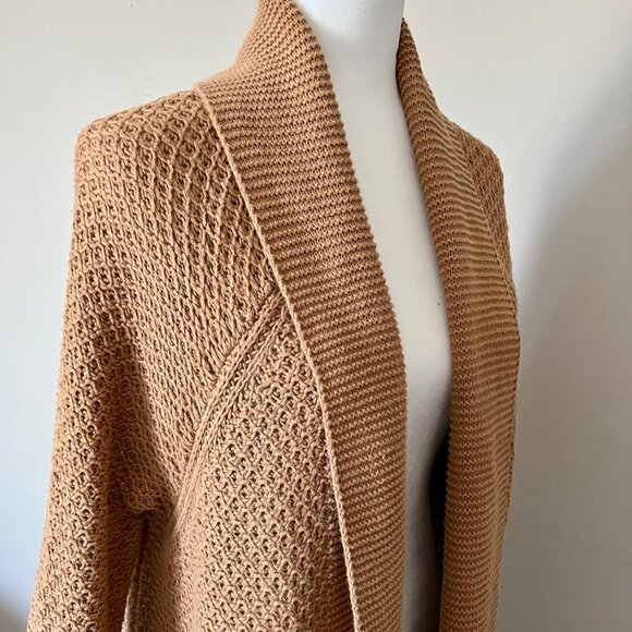 LUCKY BRAND Mustard Yellow Open Front Long Cardigan Sweater M - Picture 6 of 9